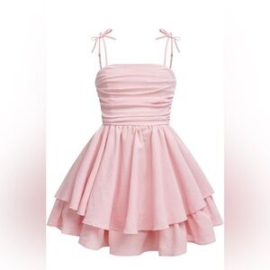 Pink Layered Dress with Spaghetti Straps